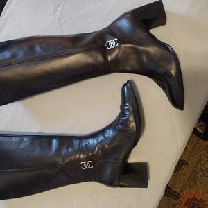 Black Wide Calf Boots w/silver buckle by Karen Scott size 9 1/2 Medium